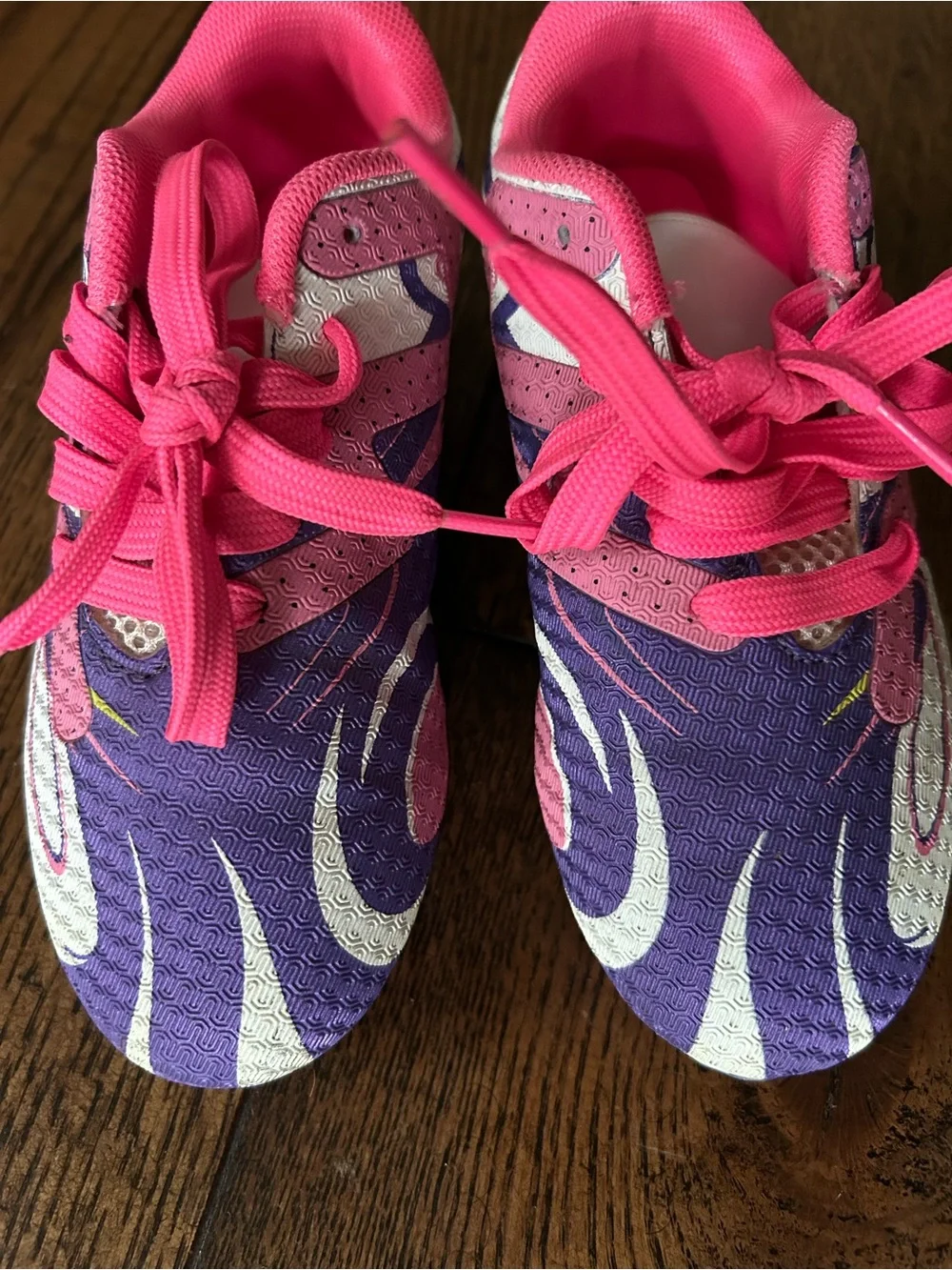Girls Pink and Purple Athletic Kids Soccer Cleats